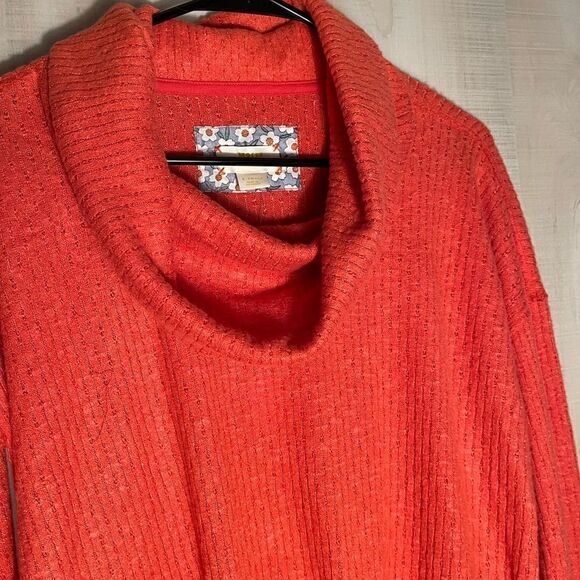 NWT Maeve Winterscape thermal rivers sweater orange cowl neck, size XS - Picture 8 of 16